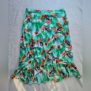 Floral Tropical Print, Lined Flowy Skirt Ruby Rd. Womens Sz L